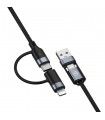 Cablu 4In1 Tellur Usb/Type-C To Type-C (Pd65W)/Lightning (Pd20W), 1M, Negru