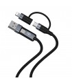 Cablu 4In1 Tellur Usb/Type-C To Type-C (Pd65W)/Lightning (Pd20W), 1M, Negru